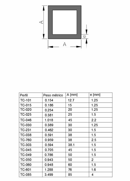 Tubo cuadrado 38x2.5  
