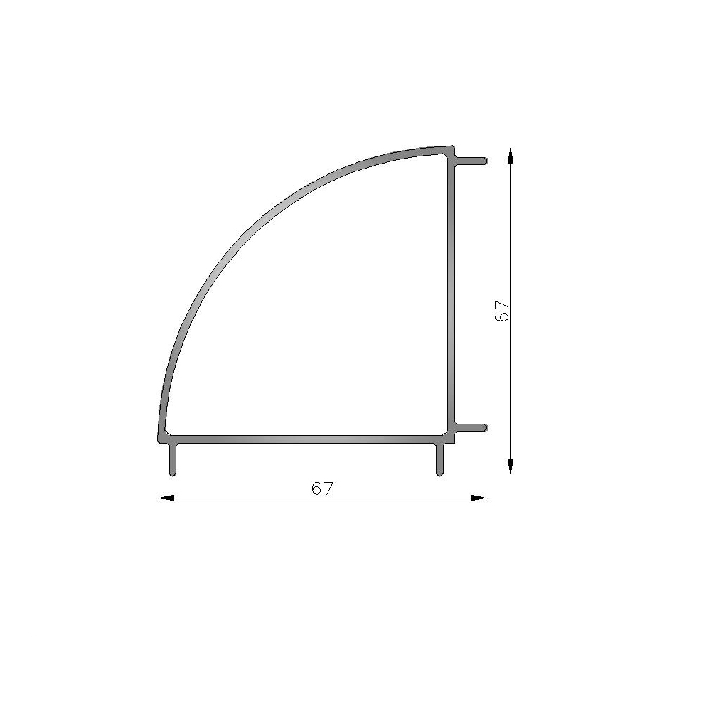 Acople a 180�, modulo de 60mm a 3 gu�as corte a 45�