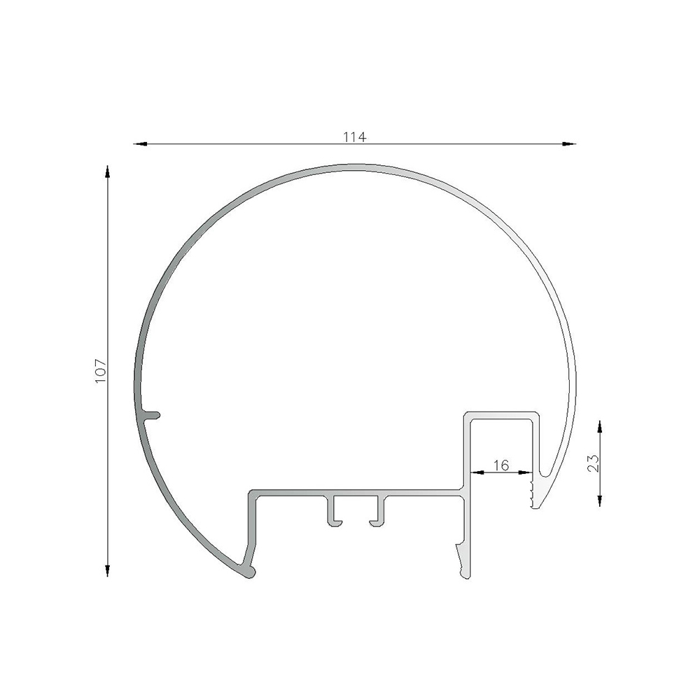 Pasamanos curvo � 114 mm