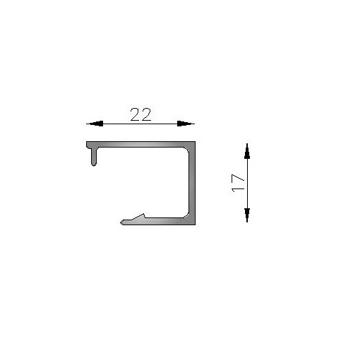 Contravidrio recto interior 22mm